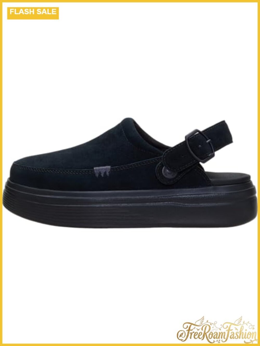 Suede Platform Clog Mule Slip On Pull-On Adjustable Casual
